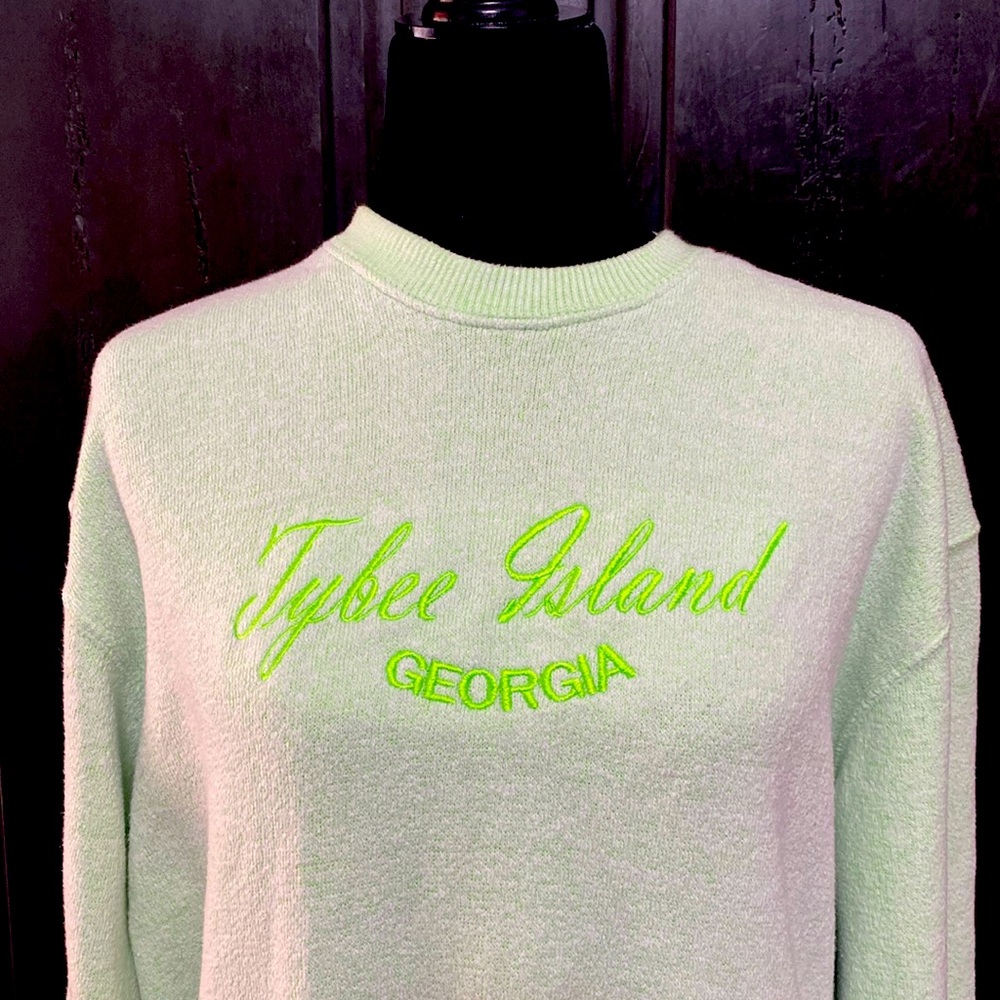 RW Ragwear Lime Green OS sweatshirt with Tybee Island logo- Medium